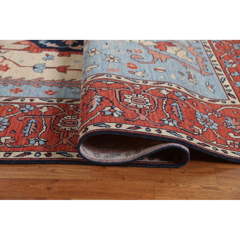 Geometric Heriz Serapi Turkish Oriental Area Rug Handmade Wool Carpet - 9'9" x 13'0"