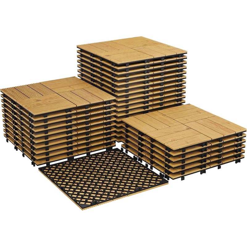 33 Pack 12"X12" Wood Patio Flooring Deck Tiles for Indoor & Outdoor Use DIY - 33-Pack - Yellow