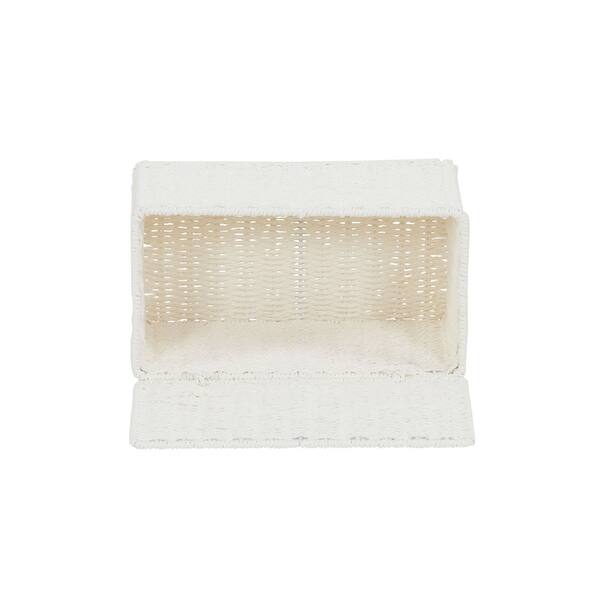 Household Essentials Decorative Wicker Chest With Lid For Storage And Organization White Overstock 28161096