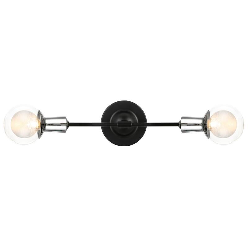 Light Society Cellini 2-Light Wall Sconce - Black/Clear