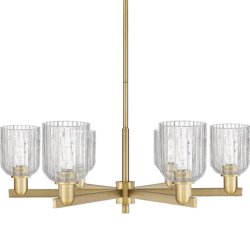 Innovations Lighting 716-6CR-11-35 Bridal Veil Chandelier Bridal Veil - Brushed Brass / Clear