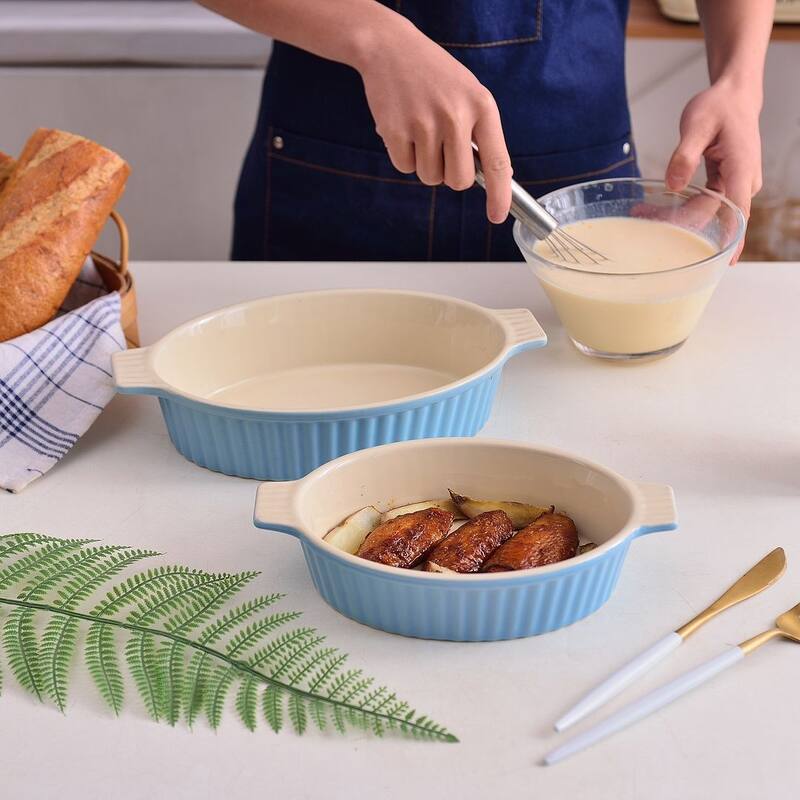 MALACASA, Series Bake.Bake, Ceramic Oval Baking Dish Bakeware Set