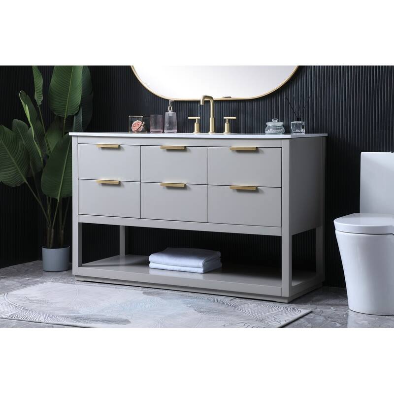 Elegant Lighting VF19254 Larkin 54" Free Standing Single Basin Vanity