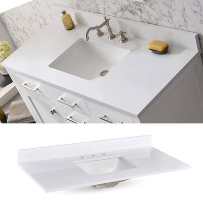 Icelume White 48 inch Cultured Marble Bathroom Vanity Top