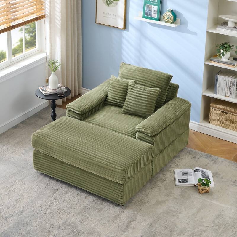 Corduroy Single Sofa+Ottoman, Cup Seats and No Cup Seats