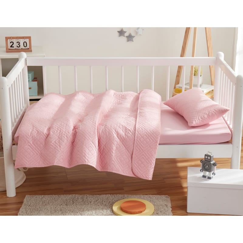 Clara Clark Diamond Weave Toddler Bedding Set, 3PC Bedspread Set - All Season Quilted Comforter, Fitted Sheet, and Pillow Sham