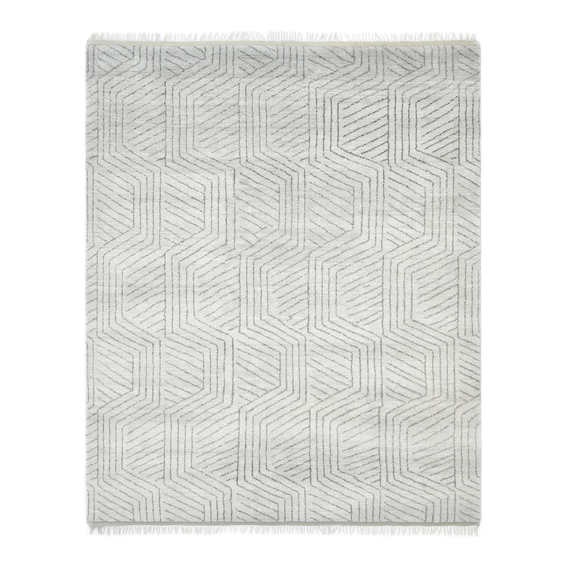 Overton Handmade Boho Geometric Area Rug - 5' x 8' - Alabaster