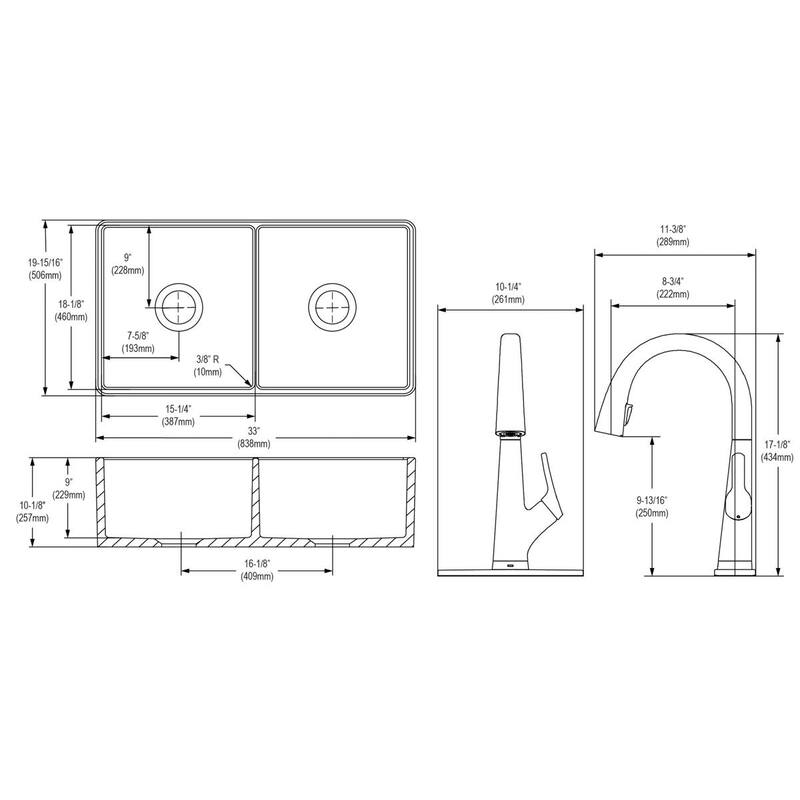 Elkay SWUF32189FLC Fireclay 33" Farmhouse Double Basin Fireclay