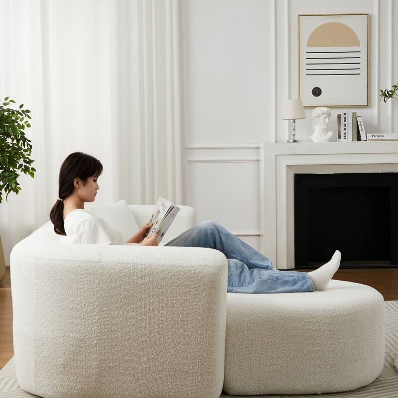 109.4" L-Shaped Chenille Boneless Sectional Sofa with Two Throw Pillows