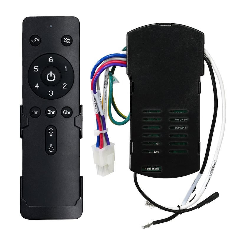 Modern Black 6 Speeds Ceiling Fan Remote Control with Wall Holder