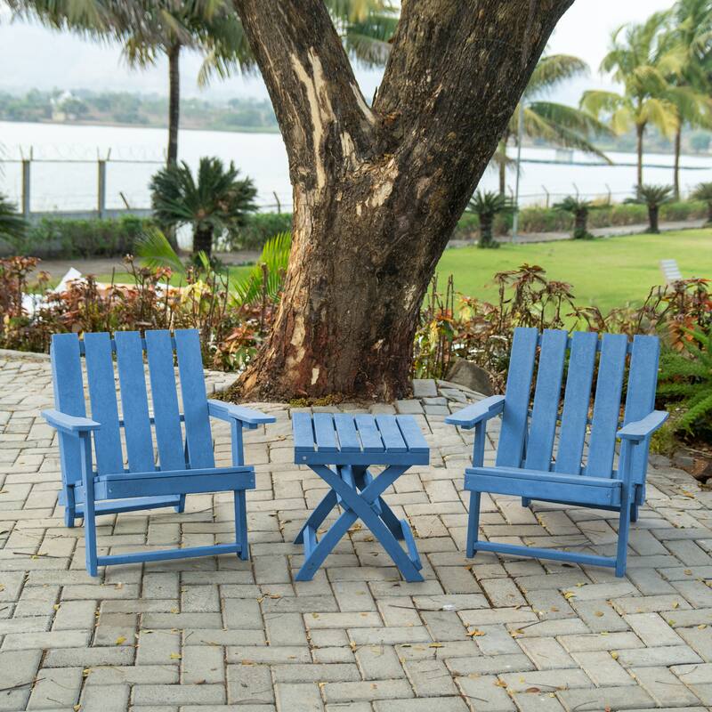 Amalfi Fully Assembled All-Weather Outdoor Folding Modern Adirondack Chair and Table Set - 3-piece