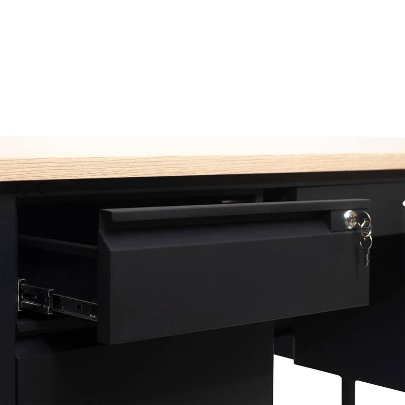 Commercial Double Pedestal Desk with 5 Locking Drawers