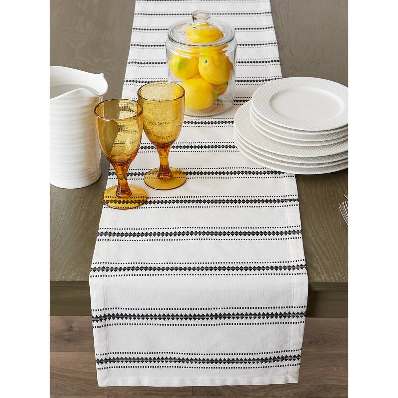 DII French Blue Zig Dobby Stripe Table Runner