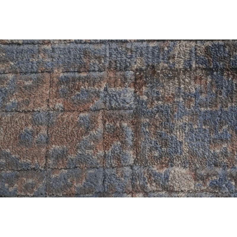 Hand Knotted Oriental Viscose Silk Carpet Modern Abstract Greys & Charcoal Abstract Area Rug - 6' 9'' X 4' 9''