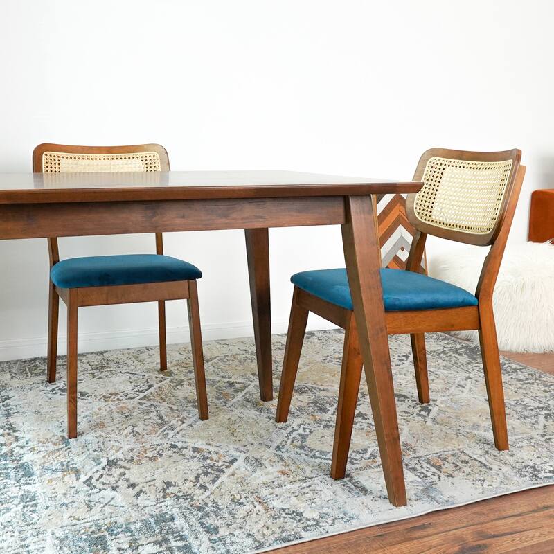 Katy Mid-Century Upholstered Fabric Dining Chair (Set of 2)