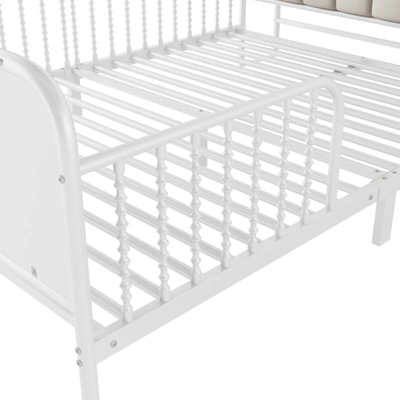 Full Size Metal Platform Bed Frame with Light, Kids Full Metal Bed with Upholstered and Storage Headboard