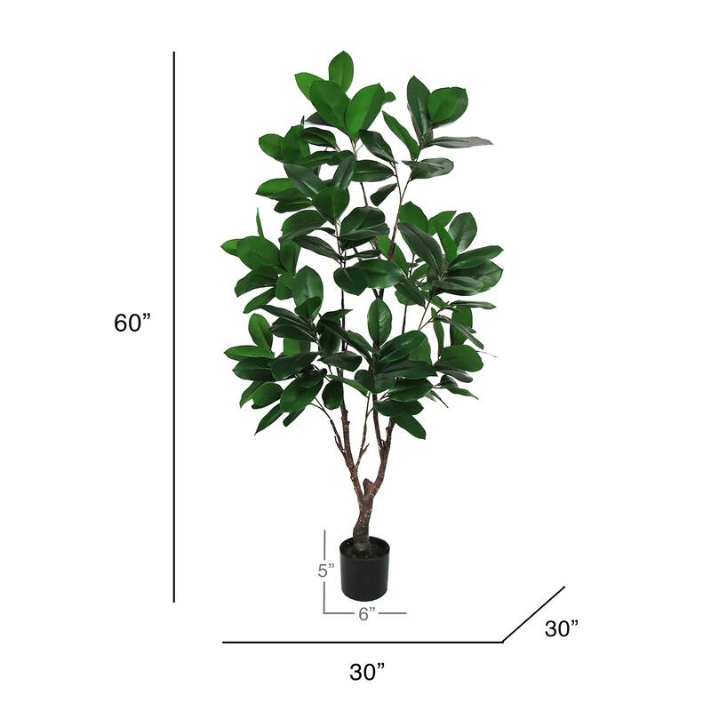 5ft Artificial Magnolia Tree Leaf Tree in Black Pot - 60" H x 30" W x 30" DP