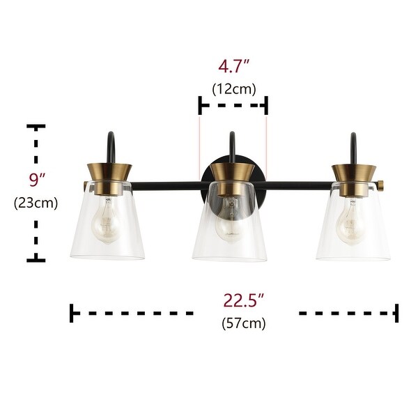 Vintage Over Mirror Bathroom Vanity Light Fixture with Dome Glass Shade Black WHH 083