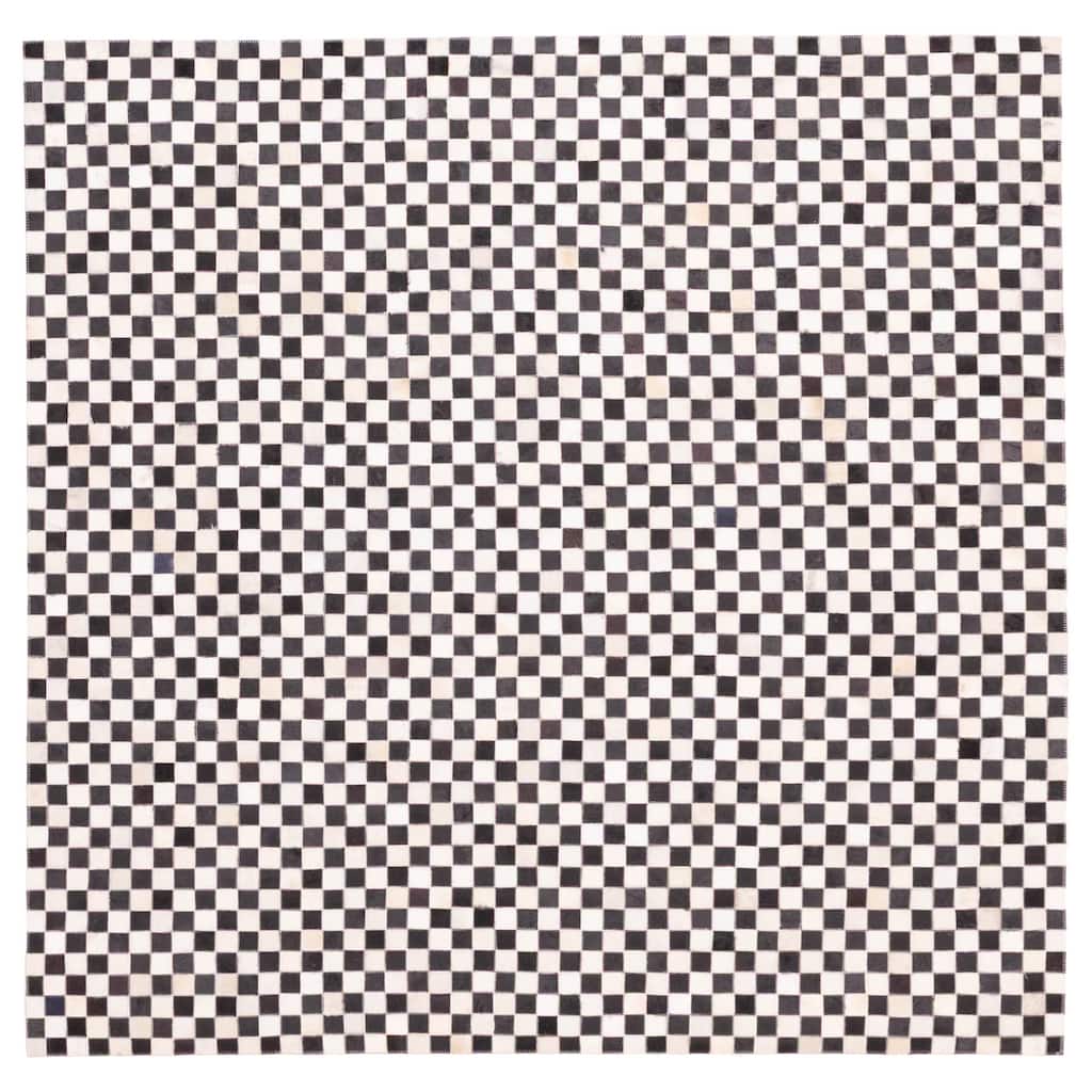 ECARPETGALLERY Handmade Cowhide Patchwork Black, Cream Leather Rug - 6'0 x 6'0