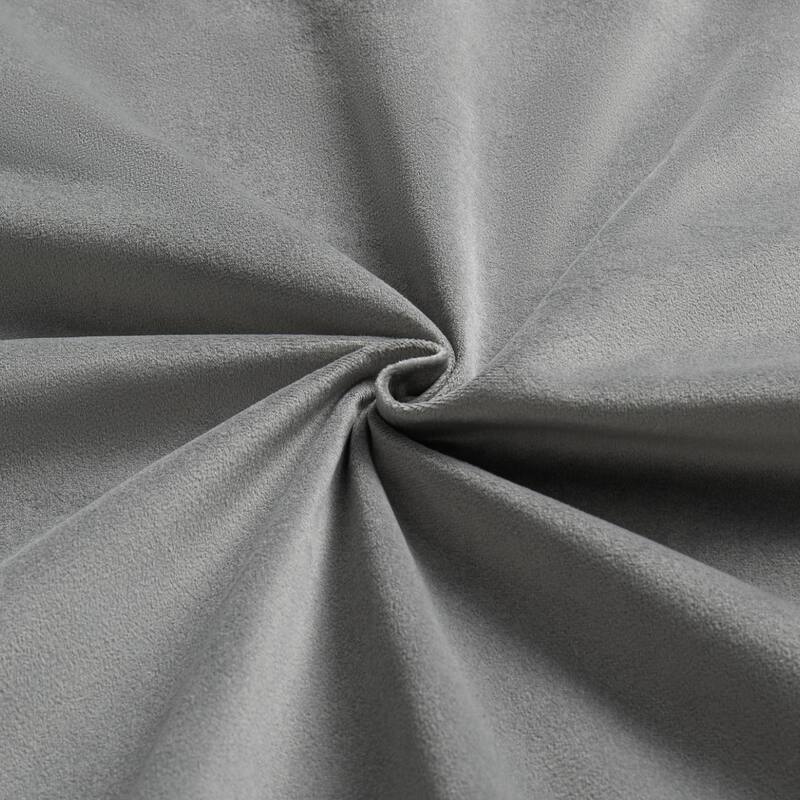 Roomfitters Full/Queen Size Upholstered Grounded Platform Bed with Bedside Desk and Round Stool, Velvet Fabric Bed Frame