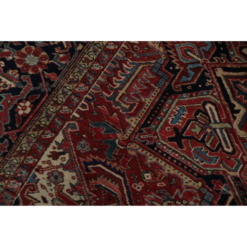 Hand Knotted Oriental 100% Wool Carpet Traditional Medallion Red Heriz (serapi) Area Rug - 13' 7'' X 10' 7''