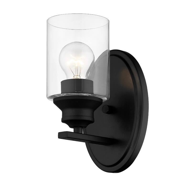 Modern Wall Sconce 1 Light with Clear Glass Shade and Steel Fixture Damp Rated Reversible Mounting - 9.25" H x 5" W x 5.75" D