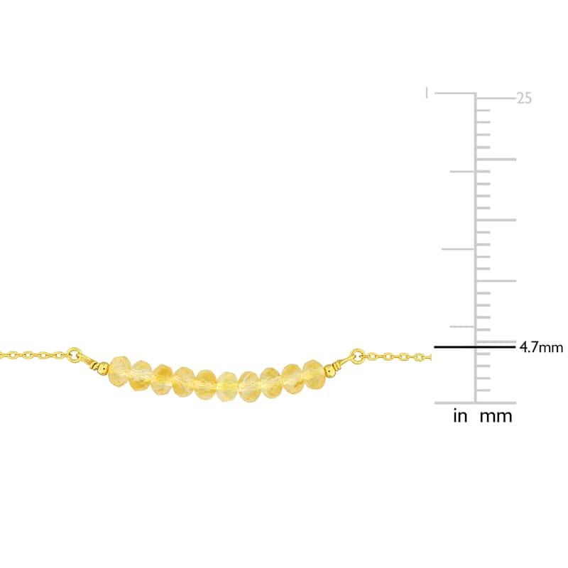Miadora 4mm Citrine Bead 0.92ct tgw Bracelet 1mm Rolo Chain in Yellow Sterling Silver