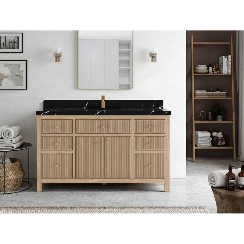 Willow Collections 60 in. W x 22 in. D Sonoma Teak Wood Single Sink Bathroom Vanity with Countertop