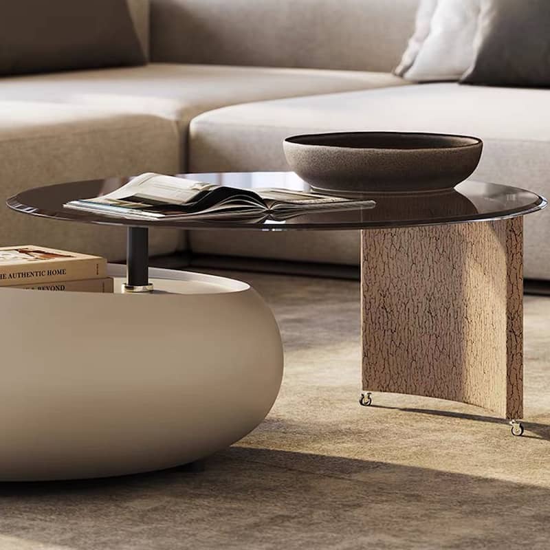 50.39" Modern Swivel Coffee Table with Tempered Glass Top