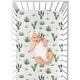 preview thumbnail 4 of 4, Sweet Jojo Designs Pink Green Boho Watercolor Cactus Floral Collection Fitted Crib Sheet
