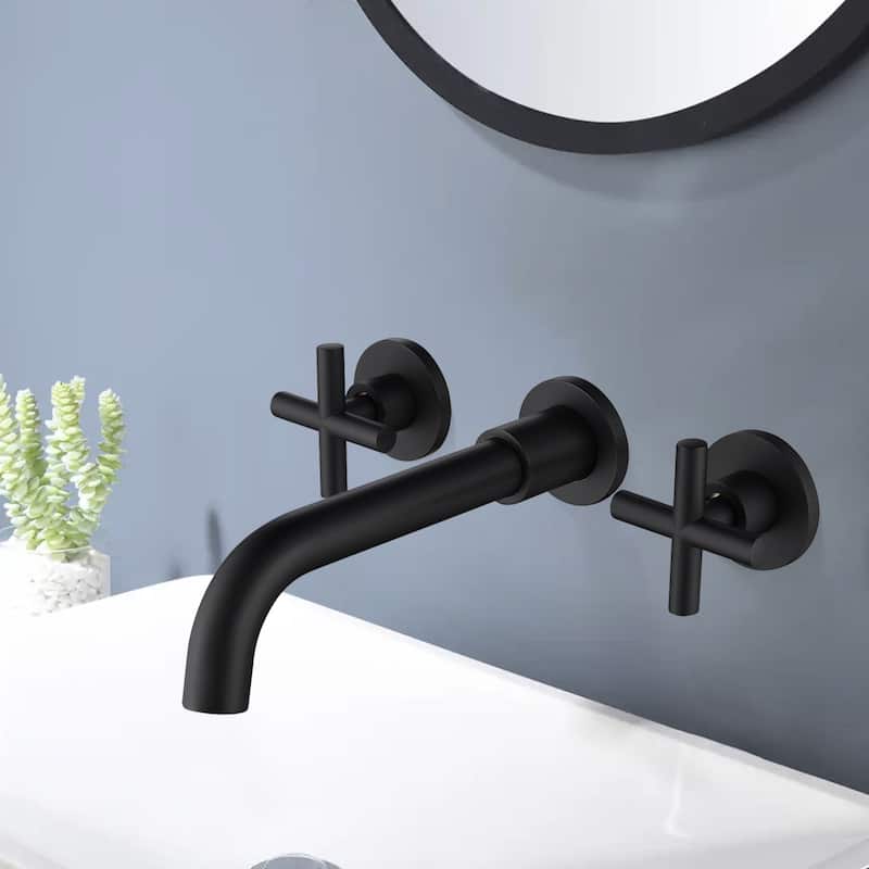 Topcraft Wall Mount Classic Cross Handle Bathroom Faucet
