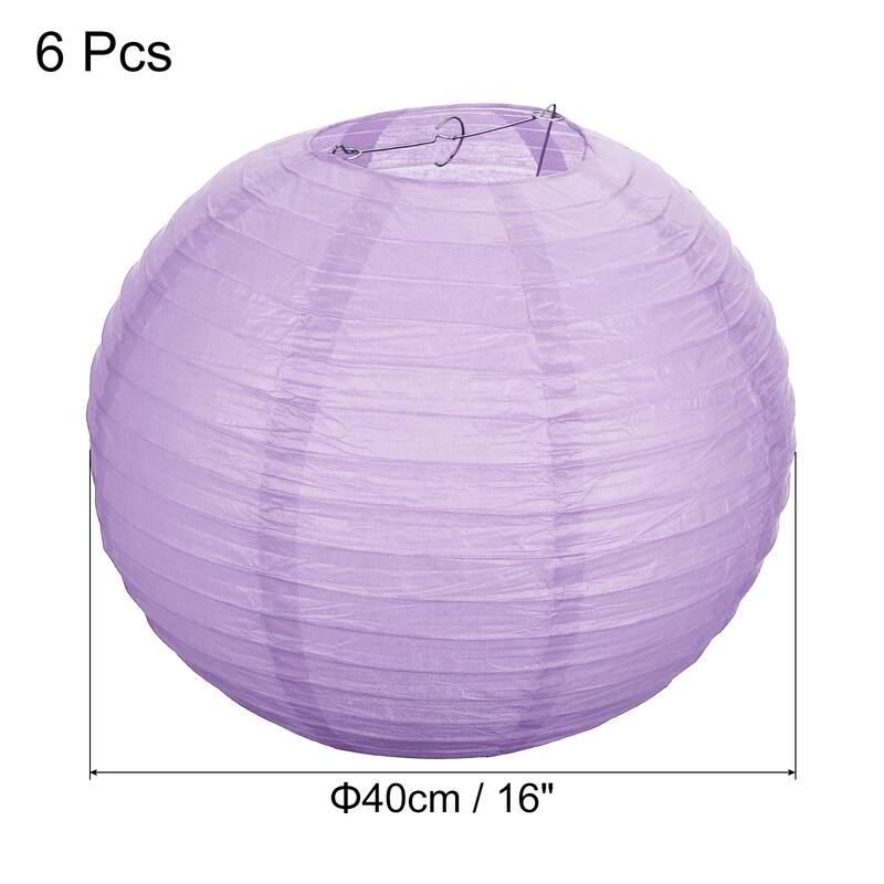 6pcs 16 Inch Folding Hanging Paper Lanterns for Wedding Home Party - Light Purple