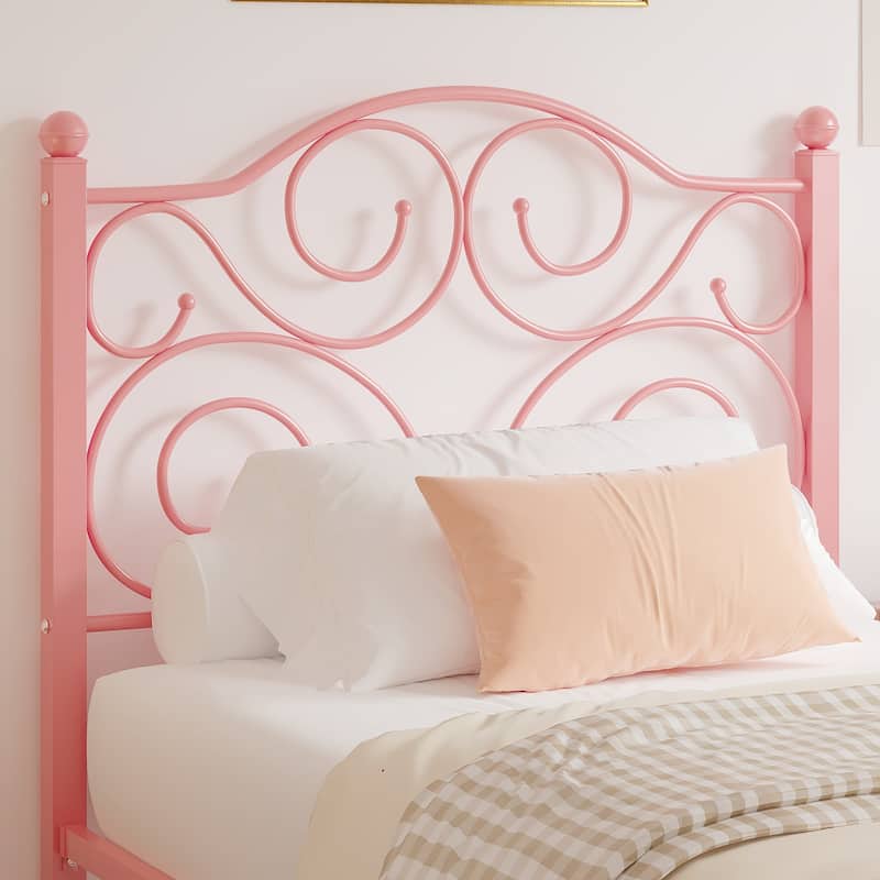 Javlergo Metal Bed Frame with Arched Headboard and Footboard, Heavy Duty Steel Slat Support, No Box Spring Needed