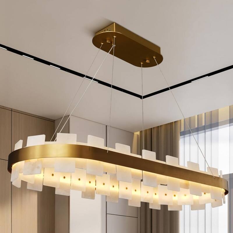 Light luxury marble ring pendant lamp - 37in
