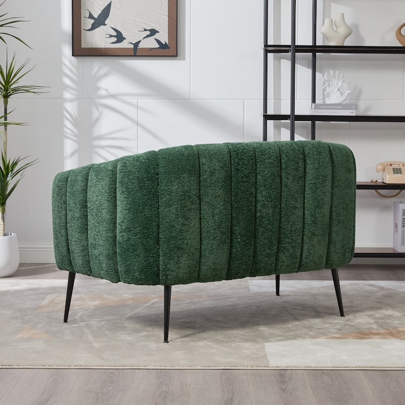50.2"W Upholstered Mini Loveseat Accent Couch, Small Settee with Metal Legs, Channel Tufted 2-Seater Sofa