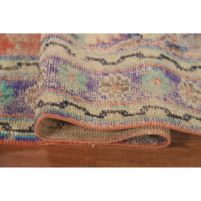 Distressed Sparta Turkish Vintage Area Rug Hand-Knotted Wool Carpet - 6'3" x 9'0"