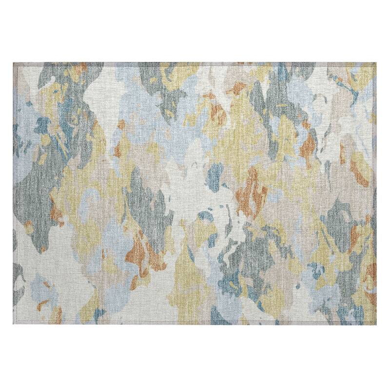 Machine Washable Indoor/ Outdoor Abstract Mexi Chantille Rug