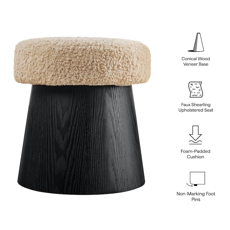 Ketra Round Faux Shearling Ottoman Footstool