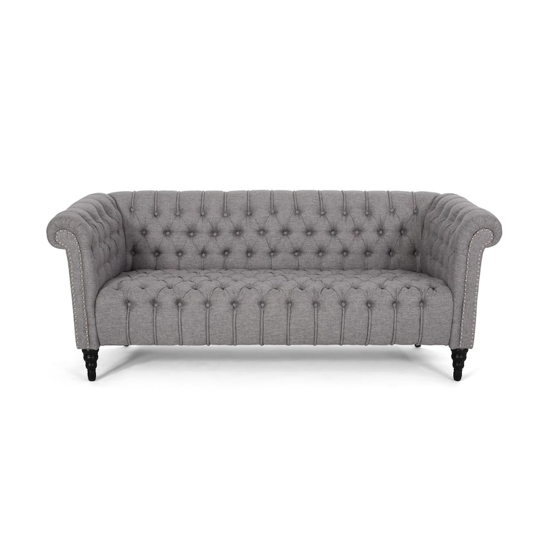Barneyville Traditional Chesterfield Sofa by Christopher Knight Home - Gray, Black
