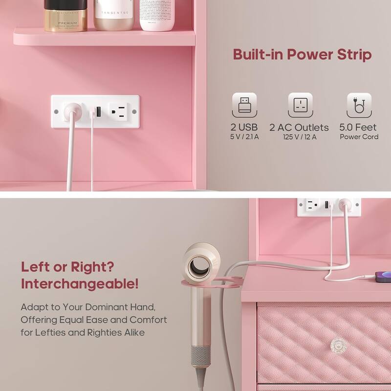 Vanity with Lights and Mirror 11 Drawer Makeup Vanity 6 Shelves