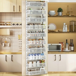 Over the Door Pantry Organizer, Adjustable, Metal, 10 White, Large
