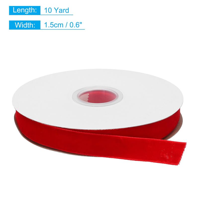 Velvet Ribbon 1 1/2 Inch Single Face Spool Silky for DIY Crafts - Red - 5/8 Inch x 10 Yard