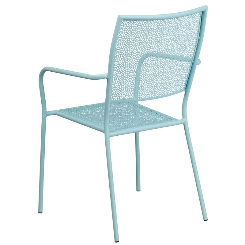 Indoor-Outdoor Steel Patio Arm Chair with Square Back