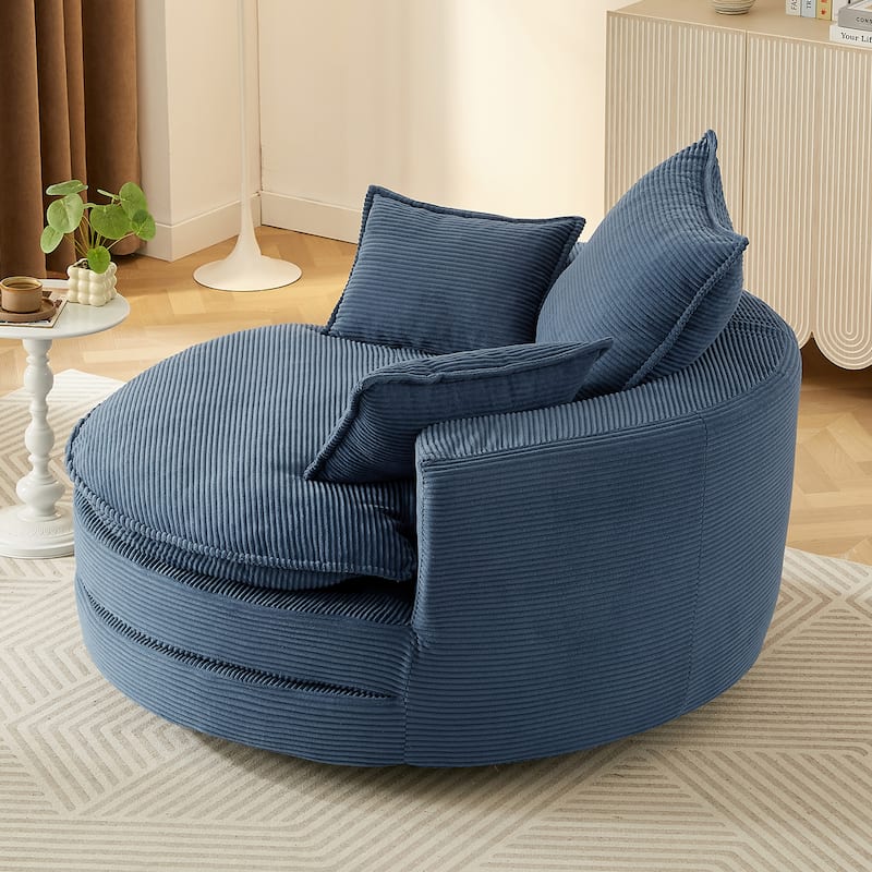 57.5" 360° Swivel Barrel Chair - Dual-Layer Cushion with 3 Removable Pillows for Living Room & Office