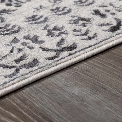 Hauteloom Megargel Living Room, Bedroom Area Rug - Charcoal, Medium Gray, Off White - 2' x 2'11"