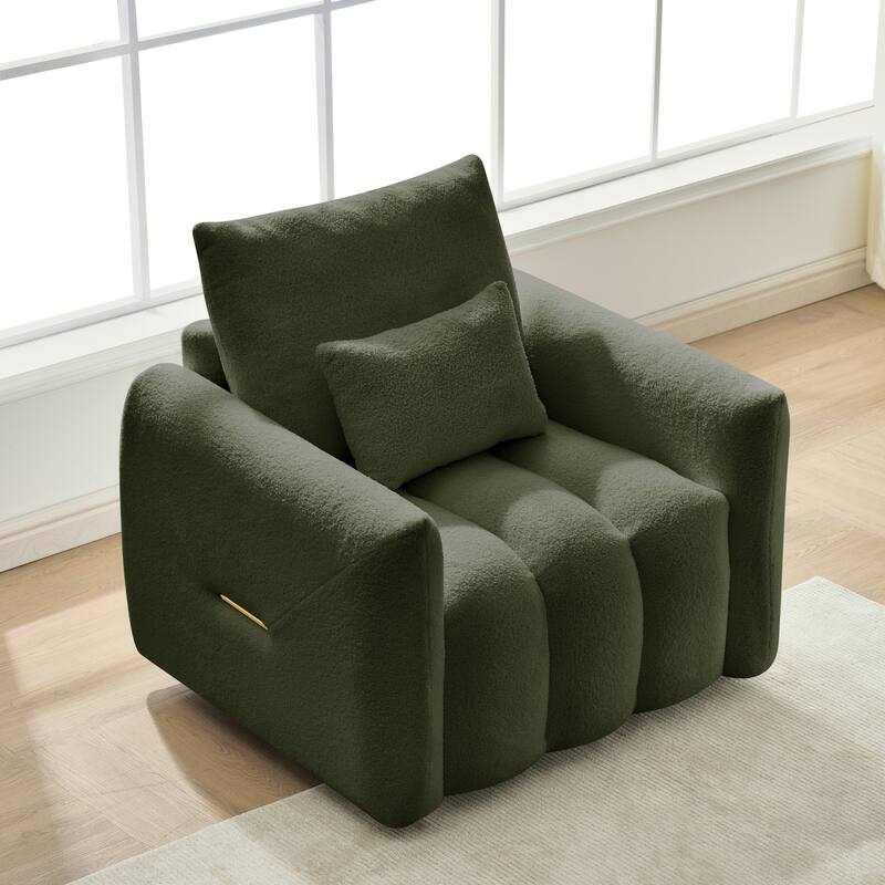 Anmytek Modern Teddy Fabric Lounge Chair with Included Pillow