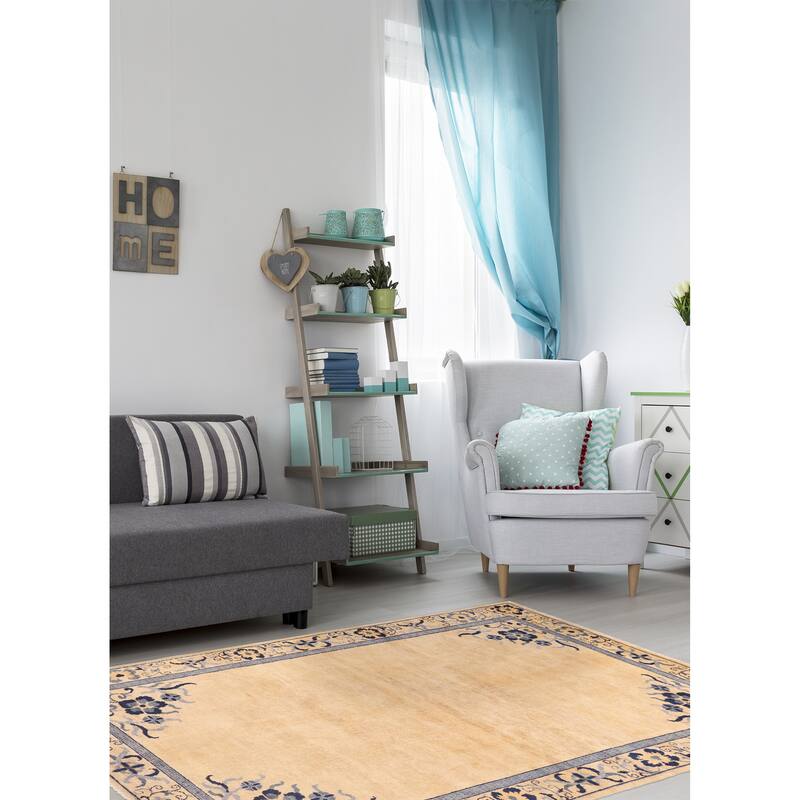 ECARPETGALLERY Hand-knotted Aubusson Cream Wool Rug - 6'0 x 9'0