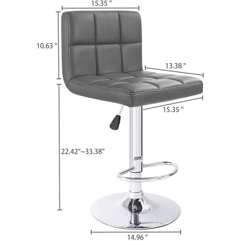 Bar Stools Adjustable Armless Swivel PU Leather Barstools Set of 2