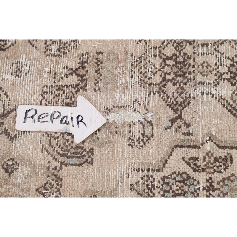 Distressed Geometric Hamedan Persian Area Rug Wool Hand-knotted Carpet - 6'7" x 9'5"