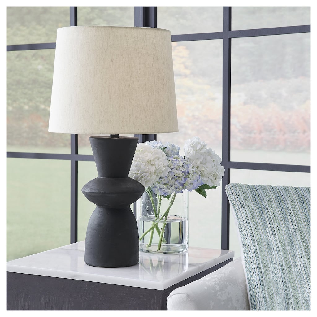 Signature Design by Ashley Scarbot Distressed Black Table Lamp (Set of 2) - 13.5" W x 13.5" D x 26" H